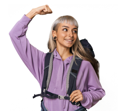 Caucasian in sportswear ready for hiking