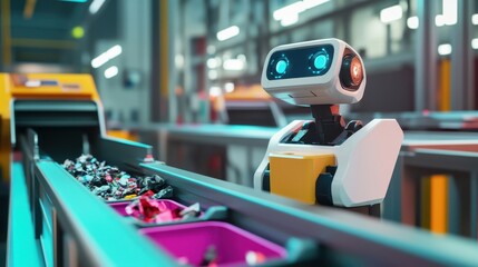 Obraz premium Sleek Robot with AI Sensors in Action