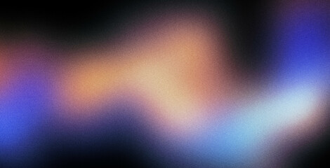 Vibrant rainbow, orange blue teal white psychedelic grainy gradient color flow wave on black background, music cover dance party poster design. Retro Colors from the 1970s 1980s, 70s, 80s, 90s style
