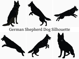 German Shepherd Dog Silhouette Bundle