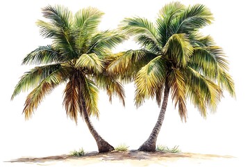 Coconut palm tree isolated on white background.
