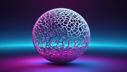A Futuristic Globe Resembling A Holographic Data, A Highly Detailed 3D Render Of A Hollow Sphere, A Glowing Geometric Sphere Made Of Interconnected
