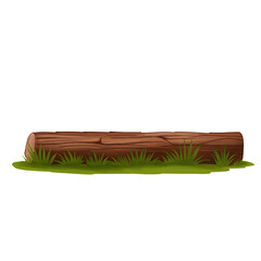 Illustration of a Wooden Log on Grass