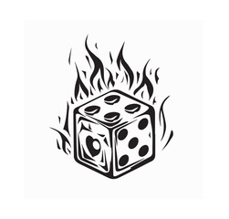 Dice Fire Vector. Illustration Game Dices Fire Flames image Vector