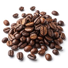 Obraz premium pile of coffee beans isolated on white Background