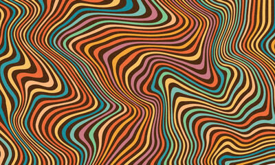 Retro groovy background. Abstract colourful and textured wavy shapes design. Beautiful Vector color gradient background with noise and wavy lines. Abstract minimal grainy gradient banner background