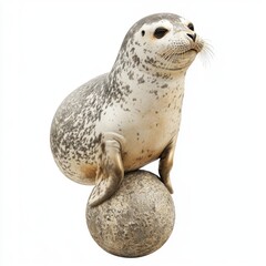 Playful Seal Balancing on a Ball for Entertainment and Performance Art Concept