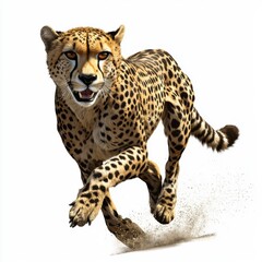Fototapeta premium Cheetah Running Fast in Desert Landscape with Dynamic Pose and Motion Blur Effect