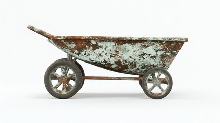 Heavy Duty Wheelbarrow Filled with Concrete on White Background