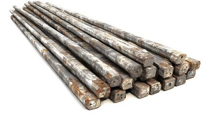 High-Quality Isolated Prefabricated Fence Posts on White Background