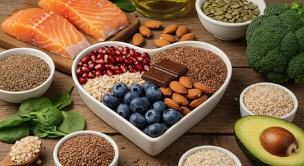 Heart Healthy Foods Salmon Berries Nuts Seeds