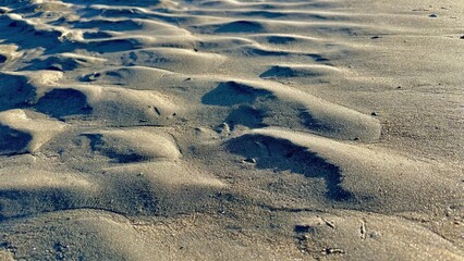 Golden Sand Ripples on the Beach Close Up, Texture, 