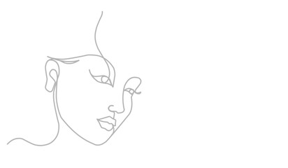 woman faces. Linear background. Use for package, cosmetics, decor. Fashion concept, feminine beauty minimalist