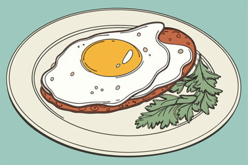 Sunny side up egg, crispy edges, vibrant yolk, white ceramic plate, minimalist presentation, studio lighting, high resolution, food photography, clean background, appetizing, breakfast, culinary ar