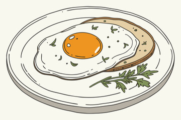 Sunny side up egg, crispy edges, vibrant yolk, white ceramic plate, minimalist presentation, studio lighting, high resolution, food photography, clean background, appetizing, breakfast, culinary ar