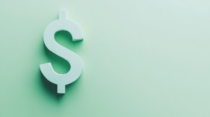 Obraz premium A simple dollar sign on a soft green background, symbolizing finance, wealth, and currency.