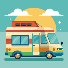  RV Camping Car Illustration Vector