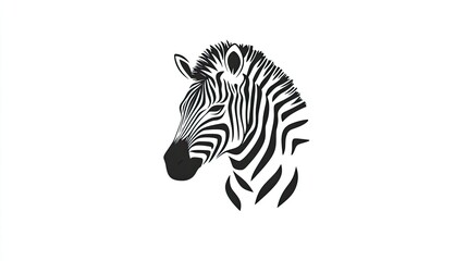 Naklejka premium Zebra head profile, graphic design element, white background, simple illustration, logo design