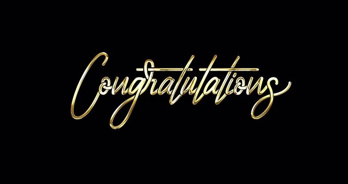 Congratulations text Animation in 4 clips. Luxury handwritten text calligraphy is animated with an alphanumeric channel. Great for greeting, announcements, and congratulatory messages for various occa