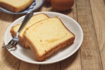 Close up of butter cake bakery