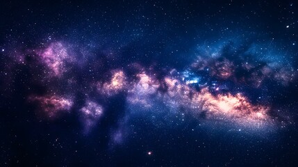 Naklejka premium Stunning Deep Space Galaxy Background with Glowing Nebula and Stars in the Cosmos