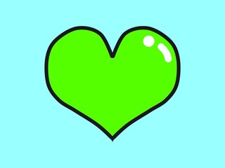 黄緑色の艶のある美しいハートマーク
