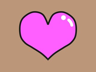 ピンク色の艶のあるハート　シンプルなイラスト