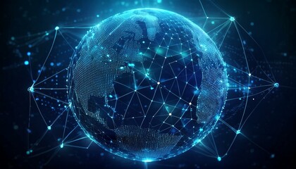 futuristic sphere made of dots connection circle worldwide communication, digital global internet connectivity concept