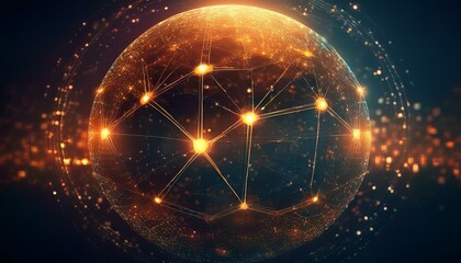 Obraz premium futuristic sphere made of dots connection circle worldwide communication, digital global internet connectivity concept