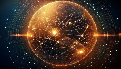 Obraz premium futuristic sphere made of dots connection circle worldwide communication, digital global internet connectivity concept