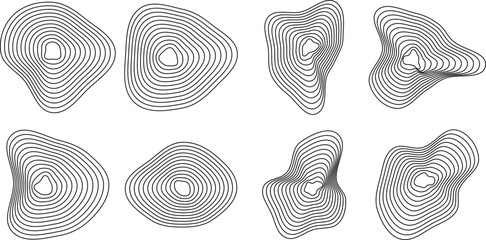 Abstract terrain lines. Organic contour shapes. Vector outline illustration pack