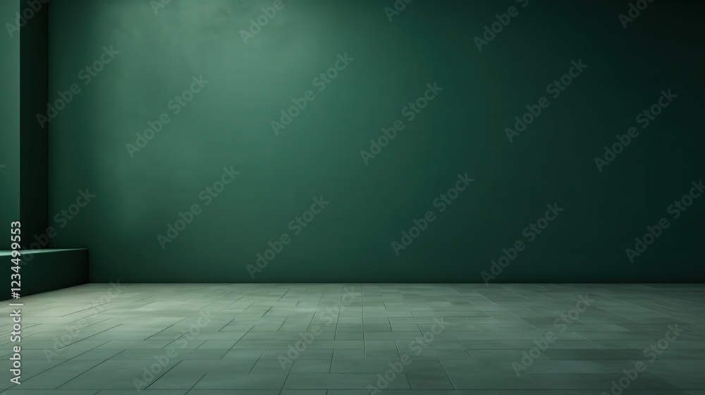 Poster dark empty room featuring smooth floor and wall with soft shadows in a subtle 3d render style for va
