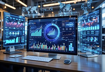 Interactive digital dashboard displaying learning graphs and statistics