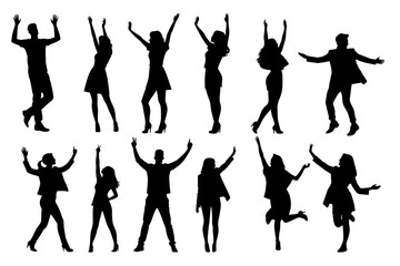 shilloute People are showing happy gestures