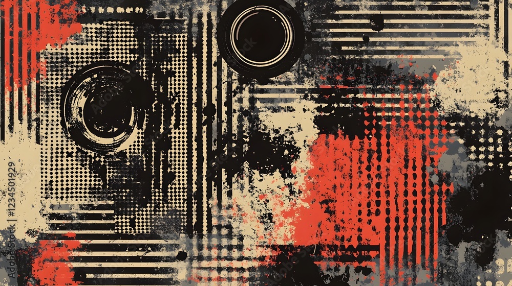 Poster Striking Abstract Textural Graphic with Moody Grungy Splatter Effect for Digital Art and Design