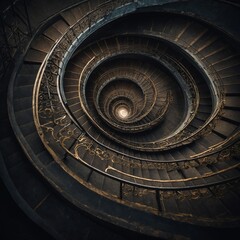 Fototapeta premium A single spiral staircase twisting into infinity.