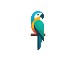 colorful parrot bird logo design template