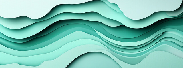 Fototapeta premium Abstract paper waves in teal tones