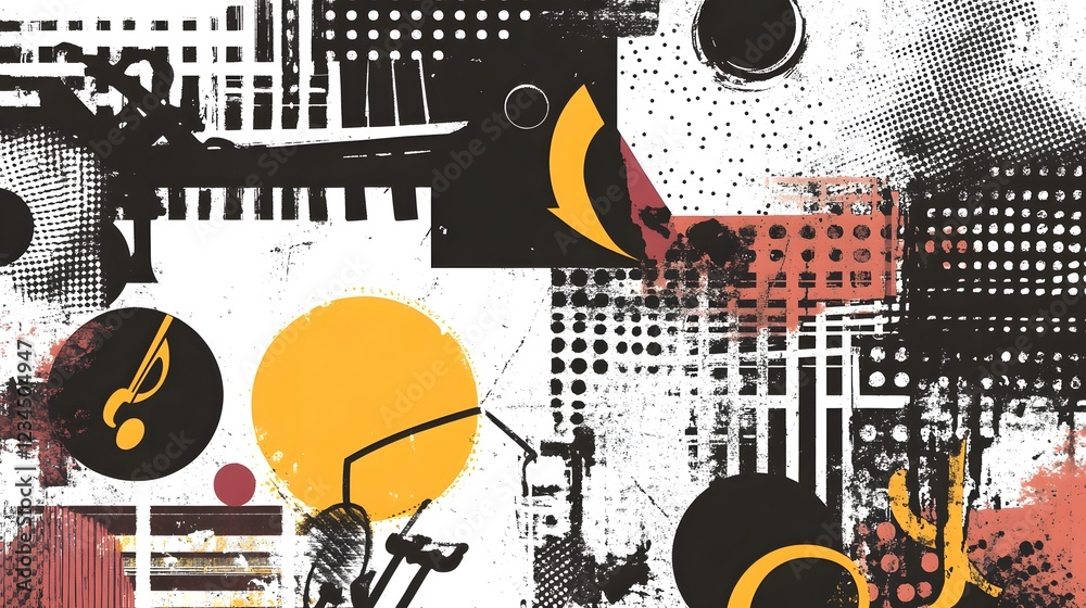 Aufkleber vibrant abstract geometric patterns and graphic textures in monochrome and bold colors for contempor