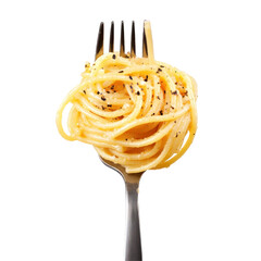 spaghetti on fork isolated