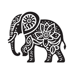 Black and White Elephant Silhouette Design