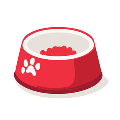 Vector icon of a dog bowl with food white background