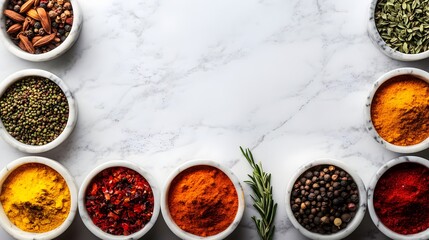 spices and herbs for a health food website or blog background or header