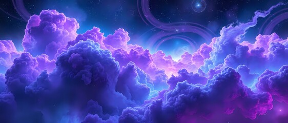 Cosmic Dreamscape: Vibrant Purple and Pink Galactic Horizon