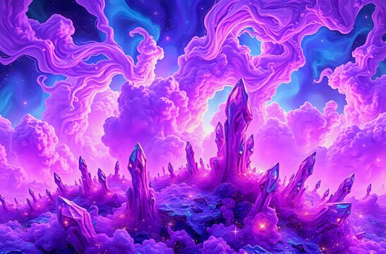 Dreamscape Odyssey: Surreal Purple Pink Landscape