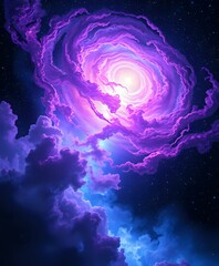 Cosmic Explosion in Vibrant Purple and Blue Galaxy