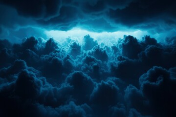 Dark Blue Cloudscape Illuminated From Below