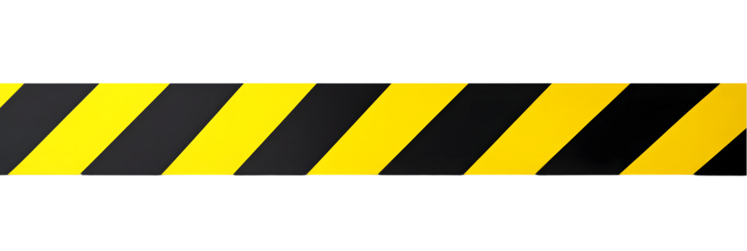 Black and yellow striped ground tape isolated on a white background