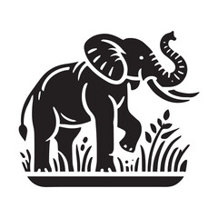 Black and White Elephant Silhouette Design