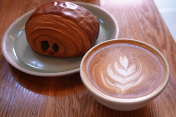 Baked Pain au Chocolat and Coffee - コーヒーとパンオショコラ